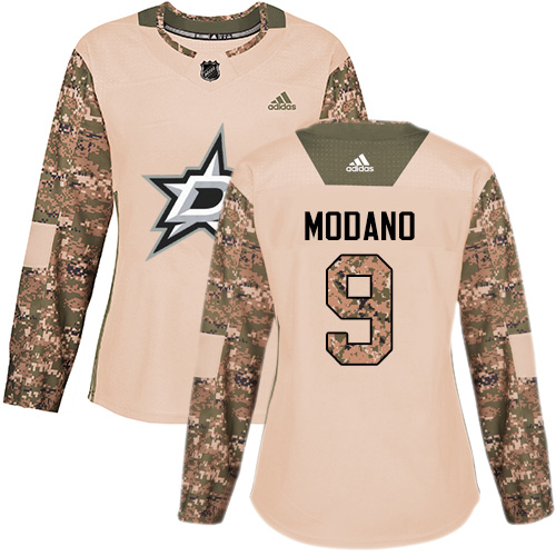 Adidas Stars #9 Mike Modano Camo Authentic Veterans Day Women's Stitched NHL Jersey